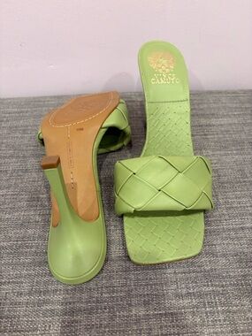 Vince Camuto Braided Lime Green Slide Mules